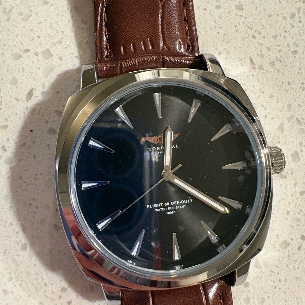 Toroidal Flight Brown Leather Men's Watch